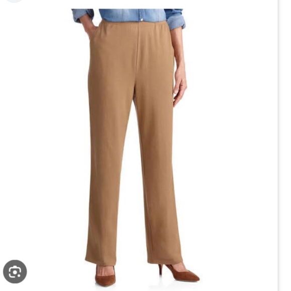 NWT S camel knit pants, elastic waist, pull on, Petite - Picture 1 of 13